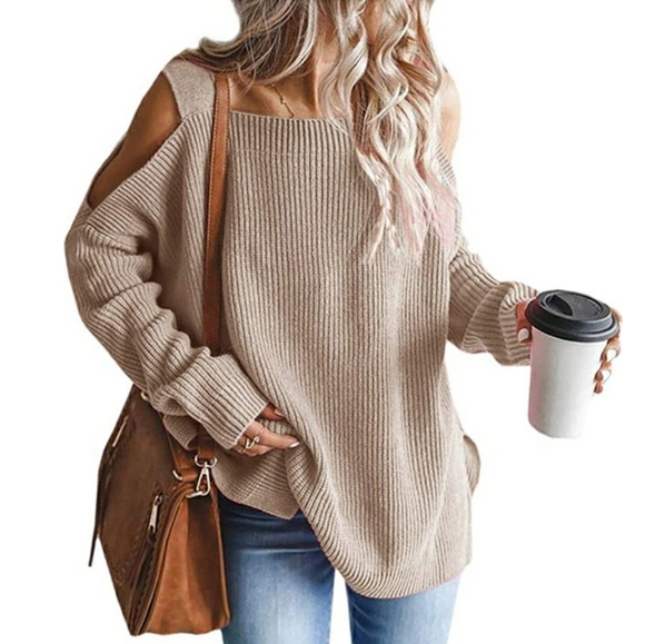 🎊HOST PICK🎊Cold Shoulder Oversized Sweater - Picture 2 of 5
